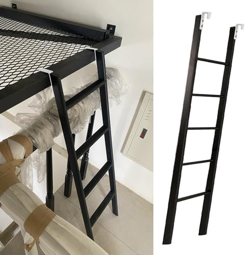 Hochbett Leiter Auswechselbare Leiter für Etagenbetten, Bodenstehend, 116/130/140/150/160 cm Nur Kurze Leiter für Einzelbett, Schwarze Trittleitern aus Metall für Lofts Im Studentenwohnheim(160cm/63)