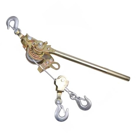 Come along，ratchet cable puller tool with 3T/6600lb capacity with 3m/9.8ft cable 3 hooks, cable winch puller for construction, handling, fixing, automotive