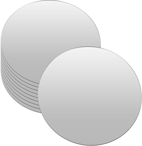 Foppla 10Pcs Mirror Tiles,Self Adhesive Acrylic Mirror,Glass Display Candle Plate,Wedding Centrepieces for Tables,Circle Mirror Tray for Home,Decor (Silver)