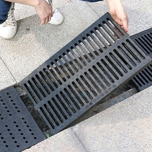 Caniveau Grille de Drainage Couvercle de drain de canal en plastique, grilles de drainage d'allées de garage extérieures / couvercles d'égout de système de drainage de tranchée / plaque de puits d'eau
