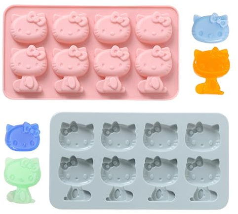 Ki-ty Silikonformen Backen, 2 Stück Gummibärchen Form, Pralinenform Silikon, Katze Geformte Keksform Muffins Backform Silikonform Ostern für DIY SüßIgkeiten, Eiswürfel, Pralinen, Kekse Kuchen Gelee