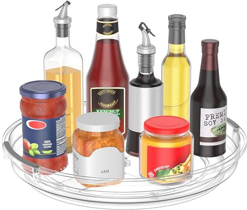 Drucilla Especiero Giratorio, 23.5cm Bandeja Giratoria Nevera, 360° Bandeja Giratoria, Bandeja Giratoria Mueble Cocina, Plato Giratorio Organizador Cocina para Condimentos, Frutas, Cosmético