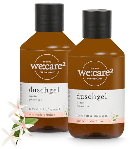 we:care² 2x Duschgel 250ml Jasmin/Grüner Tee - Shower Gel Bodywash Frauen | Nachhaltiges & veganes Duschgel ohne Silikone, Parabene & Mikroplastik - Ph neutral Flüssigseife Damen