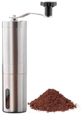 Molinillo de café manual, molinillo portátil de acero inoxidable para granos de café con fresa de cerámica para espresso, viajes