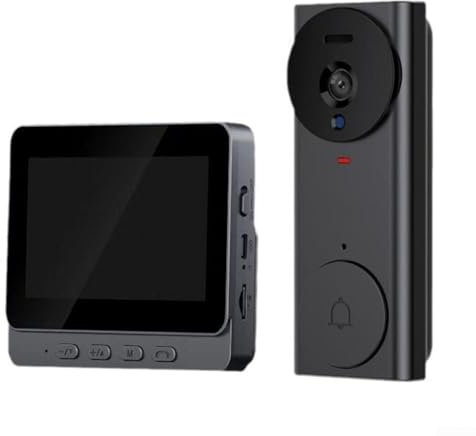 PETSTIBLE Sonnette de porte vidéo sans fil de 10,9 cm, système d'interphone téléphonique, caméra de sonnette
