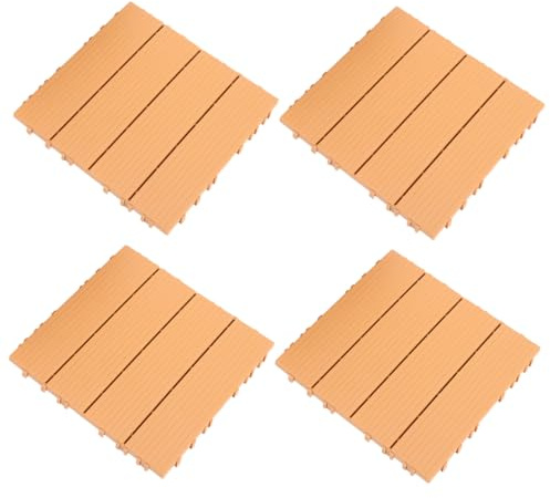 SHINEOFI 4pièces Dalles De Terrasse Emboîtables Pour Jardin Sol Et Patio Design Imitation Facile à Assembler Et Pratique Pour Extérieur