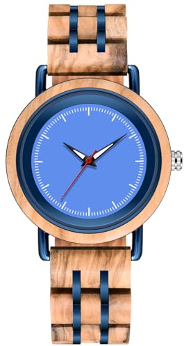 Dentily 43mm Men's Wood Watch Stylish Wooden Stainless Steel Combined with Quartz Movement Watch Mens Watches