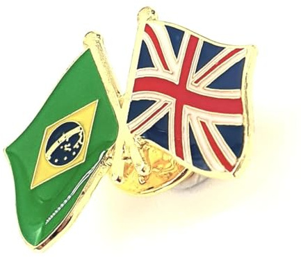 Brazil United Kingdom UK Union Jack Friendship Metal Country Flags Pin Badge