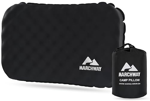 MARCHWAY Lightweight Compact Inflatable Camping Pillow with Soft Foam Top