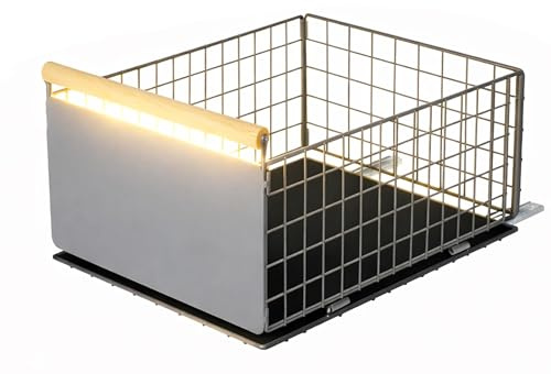 Tiroir Coulissant Cuisine LED avec Détecteur de Mouvement – Organisateur Placard et Sous Évier sans perçage – Installation Rapide sans outil – Acier Résistant 34 kg – Silencieux – 40×24×19.5 cm