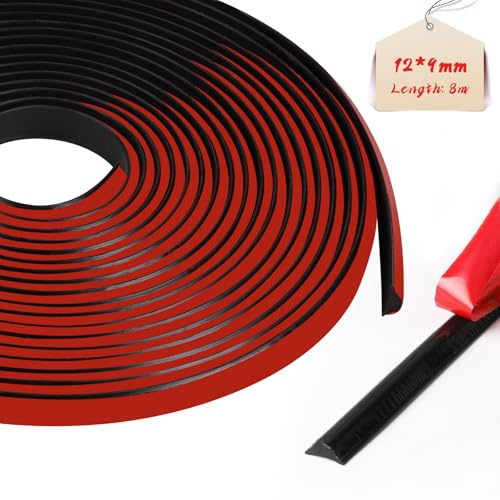 LALAGO Flexible Selbstklebend, Zierleisten Deckenleisten, 8M,12x9mm,Schwarz | Flexible Viertelstab, TPE Dreieck Zierleiste für Decken und WandüBergang, Abschlussleiste Küchenarbeitsplatte Wandkanten