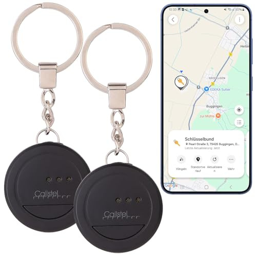 Callstel Finder: 2er-Set Mini-Schlüssel- & Gegenstandfinder, für SmartThings-App, IP65 (Tags, Luggage-Tracker, Kfz)