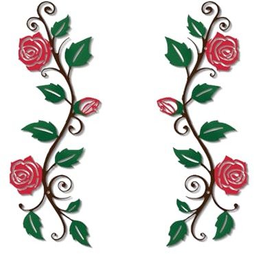 DUOOLN 2Pcs Metal Rose Tree Leaf Wall Decor Flowers Art for Bathroom- Red | Long Scroll Vine Pictures-Rustic Iron Floral Hanging Sign-Above Door Sculpture-Victorian-Living Room Office Ornaments-15.7in