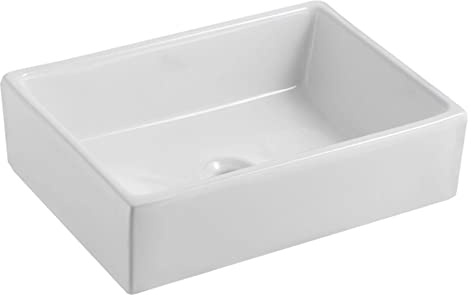 MYUYEE Lavabo de encimera de 20 Pulgadas para baño lavabos rectangulares Modernos para baño lavabos de Porcelana Blanca sobre encimera tocador gabinetes de baño,