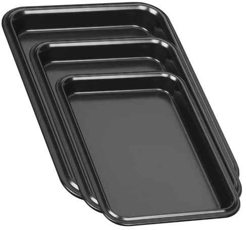 besto Baking Tray for Oven Non-Stick (Set of 3) | Carbon Steel Baking Tray for Cooking & Roasting | Dishwasher-Safe, Non-Toxic & Easy to Clean