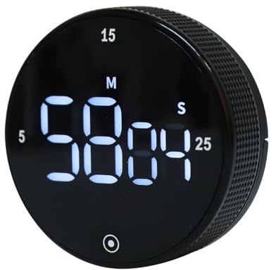 Temporizador Digital de Cocina con Gran Pantalla LED – Ajuste Rápido con Dial Giratorio y Modos Preestablecidos 5/15/25 Min para Cocina, Estudio y Técnica Pomodoro – Temporizador Magnético Ideal para