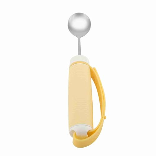 Acouto Juego de Tenedor y Cuchara para Discapacitados, Utensilios Giratorios Flexibles de Acero Inoxidable para Pacientes con Artritis y Ancianos con Agarre Ajustable (cuchara)
