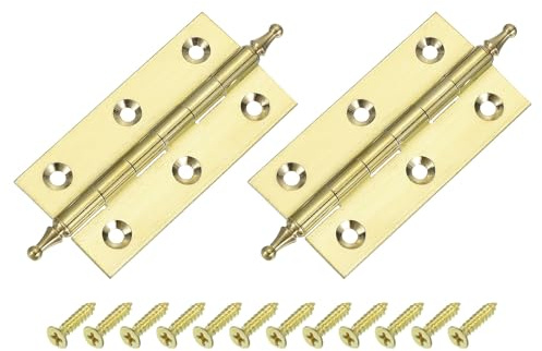 QUARKZMAN Charnières À Paumelle Pliantes En Laiton 3 Pouces Ton Or 2 Pcs | Petites Charnières, Pour Porte À Paumelle Pour Meuble, Pointues Pliantes Vis Boîtes