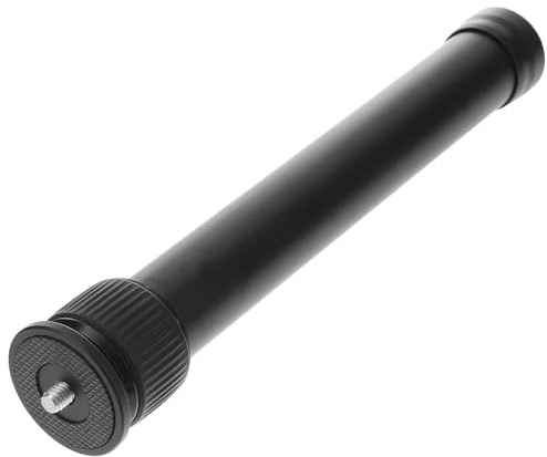 Tube D'extension pour Trépied Réglable en Alliage D'aluminium Noir | Tige Extensible, Verrouillage Simple, Filetage 1/4 Pouce en Haut, Orifice 3/8 Pouce Dessous