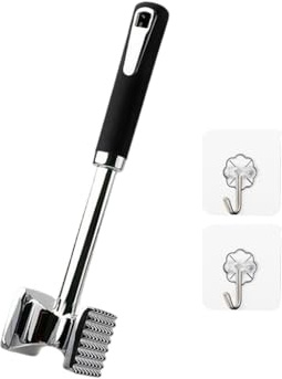 Kellegour Attendrisseur de Viande en Acier Inoxydable,Marteau à Viande Double Face,Marteau à attendrir avec Manche Antidérapant pour Steak,Poulet,Schnitzel et Veau,Porc,Compatible Lave-Vaisselle
