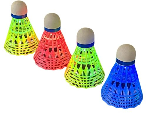 Generisch Led Badminton Bälle, 4 Stück Badmintonball Led, Nylon Badminton Bälle, Federball Leuchtend, Outdoor Indoor Lustige Freizeitaktivitäten Erwachsene Kinder