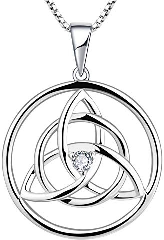 YL Collier Celtique en Argent 925 avec 12 Pierre de Naissance Oxyde de Zirconium Noeud Celtique Collier Pendentif pour Femme, Longueur de Chaîne 45 + 3CM