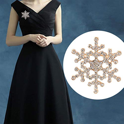 TseenYi Broche tendance en forme de flocon de neige avec strass - Pour vêtements de Noël - Cadeau pour homme et femme (doré)