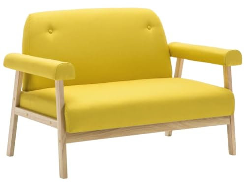 HETFTJN Sofagarnituren Wohnzimmer Couch Schlafsessel Lounge Sofa - 2-Sitzer-Sofa Stoff Gelb für Sitzzimmer Schlafzimmer Büro Hotelzimmer