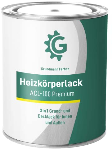 GRUNDMANN Heizkörperlack - 3 Kg - Heizungslack, Heizungsfarbe, Heizkörperfarbe, Acryllack - ACL 100 - RAL 9016 Verkehrsweiss (Helles Weiss)