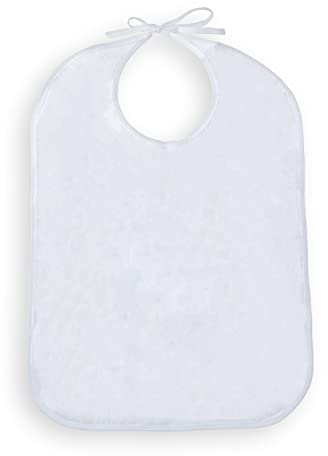Mobiclinic, Lätzchen für erwachsene, Europäische marke, 65 x 45 cm, Wiederverwendbar, Abwaschbar, Kleiderschutz, Wasserdicht, Waschbar, Mit auffangtasche, Einheitsgröße, Farbe weiß