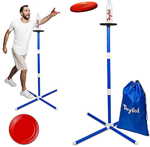 Toyfel Frisbee Wurfspiel Set - Gartenspielzeug Frisbee Flaschenspiel Strandspiel - Spielzeug für draußen - Familienspiel Kinder Outdoor Gesellschaftsspiel Frisbee-Scheibe Bottle Bash Miles