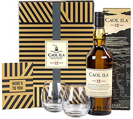 Caol Ila 12 Jahre, Islay Single Malt Scotch Whisky, im hochwertigen Geschenkset, aromatischer, handverlesen von der schottischen Insel, 43% vol, 700ml Einzelflasche