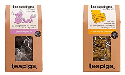 Teapigs Jasmine Pearls Tea Bags Made With Whole Leaves(1 Pack of 50 Tea Bags) & Chamomile Tea Made With Whole Flowers (1 Pack of 50 Tea Bags)