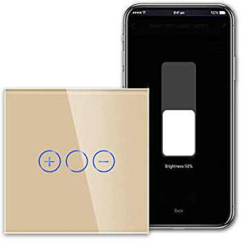 CNBINGO Smart Dimmer Switch for Dimmable LED Light, Voice Control by Alexa, Remote Control by Smart Life App, WiFi Touch Light Switch with Glass Wall Plate, Backlight, Neutral Wire Required