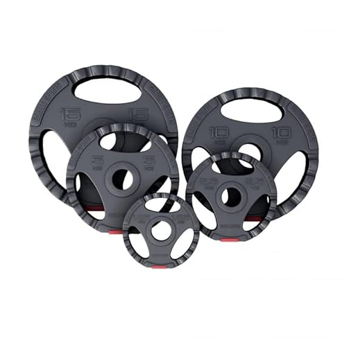 GORILLA SPORTS® Olympia Hantelscheiben - Einzeln/Set, 1,25kg, 2,5kg, 5kg, 10kg, 15kg, 30kg Gewichte, 50mm Bohrung, Tri-Grip, Kunststoff - Gewichtsscheiben, Olympiascheiben, Hantelscheiben-Set, Hanteln