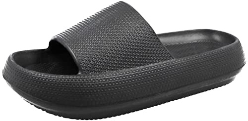 Yinka Shoes Ladies Chunky Slip On Pillow Slider Sandals Black 8
