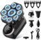 Suewidfay Rasoio Elettrico per Uomo 9D, 6 in 1, Impermeabile IPX7, Ricaricabile, Senza Fili, Display LED, Regolabarba, Nero