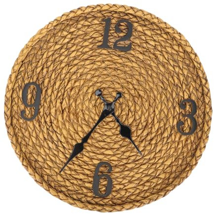 Yardwe Rustikale Wanduhr Aus Nachahmung Rattan Für Außen Und Indoor Vintage Stil Wanduhr Als Wanddekoration Für Garten Wohnzimmer Schlafzimmer Und Küche