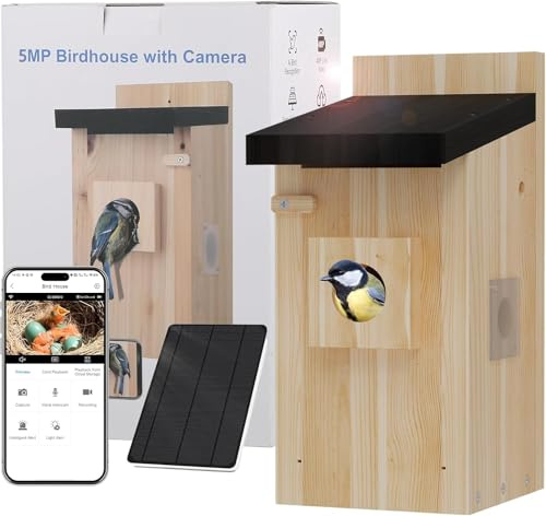 Camii Smart Vogelhaus mit Kamera Solarbetrieben, 4MP Vogelfutterhaus mit Kamera, Ideales Geschenk für Vogelliebhaber