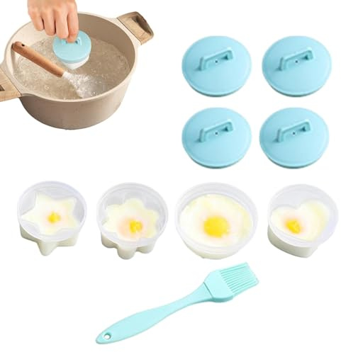 Huevo de silicona para hervir huevos duros, para hacer huevos duros, máquina de huevos duros, molde de silicona para huevos, molde para huevos escalfados, 4 hueveras