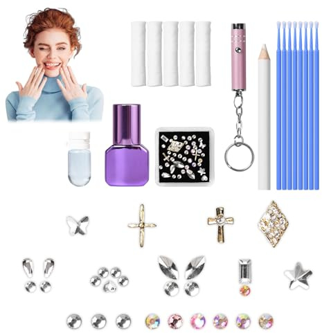 Pumwoy Kit de Gemmes de Dents Bricolage | Strass Dentaire Kit| Tooth Gem Kit | Kit De Gemme Dentaire | Bijoux Dentaires Gemmes Gemmes Dentaires | Kit Gemmes Dents pour Débutant