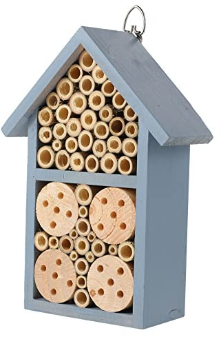 OFFSCH Insektenholzhaus Für Garten Dekoratives Bemaltes Bienenhaus Zum Aufhängen Holzschutzraum Für Bestäuber Bienenhütte Für Outdoor