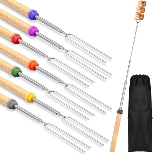 8 Pièces Fourchettes Marshmallow Brochette 31cm à 81cm, Brochettes Télescopiques en Acier Inoxydable Brochettes pour Barbecue, pour Barbecue, Feu de Camp, Pique-nique, Cheminée (8 Pièces)