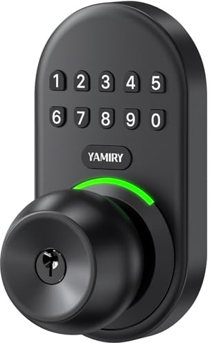 Keypad Smart Door Knob Lock, Yamiry Keyless Entry Digital Lock with Handle, Electronic Code Knob for Front Door, Easy Installation