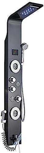 Robinet De Douche De Salle De Bain De Luxe LED Panneau De Douche Colonne Mitigeur De Baignoire Avec Douchette À Main Écran De Température-noir B,Noir B