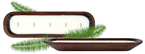 Restaurantware-Coco Casa 17.7 x 5.5 x 2 Inch Wood Dough Bowl Candle, 1 Hand Poured Bread Bowl Candle - Mint Leaf And Eucalyptus Fragrance, Double Wax Blend, Soy Wax Scented, Wooden Wick