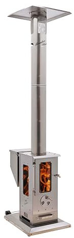 TimberStoves Gran chimenea de jardín móvil Timber. Calentador de patio de pellets de acero inoxidable La alternativa inodoro e inodoro para el jardín. Alta capacidad de calentamiento a bajo coste.