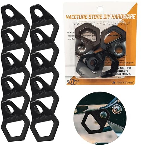 NACETURE Motorrad-Spannanker, robuster Edelstahl, 10 Stück, Dirt-Bike-Spanngurt-Ringe, Zubehör für LKW, Wohnmobil, Anhänger, LKW, Bettspannanker (Large Black 10 Pack)