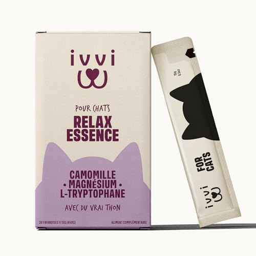 ivvi Ruhe Essenz für Katzen – Anti-Stress Schleck-Snacks mit Kamille, L-Tryptophan & Magnesium – Unterstützt Entspannung & Wohlbefinden – mit echtem Thunfisch – 30 Sticks x 15 g (450 g)