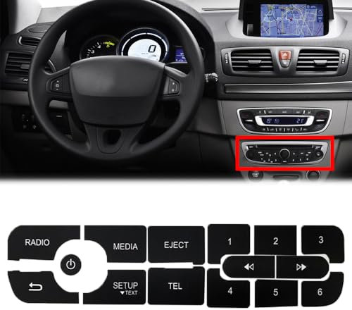 Jrfeng Auto Klimabedienteil Knopf Aufkleber für Megane/Master/Scenic, Reparatur Abgenutzter Knopfschalter-Aufkleber Auto Styling Dekoration Zubehör